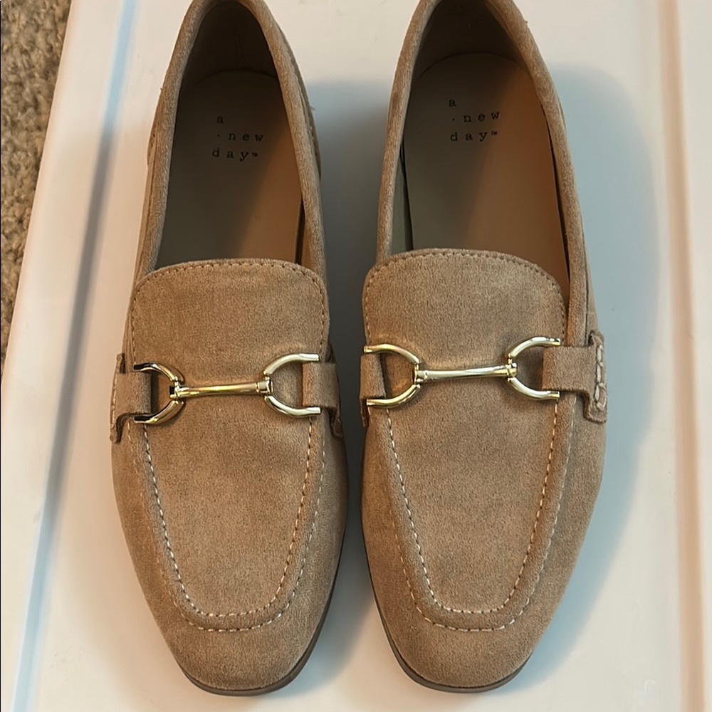 A New Day Tan Loafers with Gold Accent